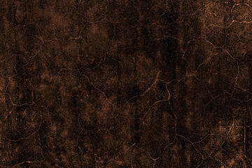 Cracked dark brown color old concrete wall with heavy grunge texture