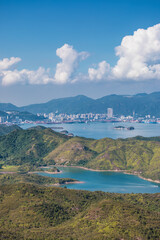 Panorama landscape of Yan Chau Tong Marine Park, Hong Kong, outdoor, daytime