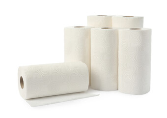 Rolls of paper towels isolated on white