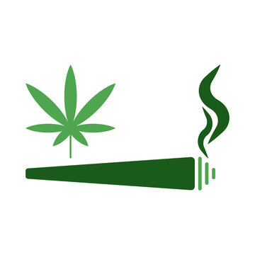 Marijuana joint vector icon on white background