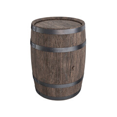 Obraz premium Wooden barrel made of old wood on a white background, 3d render