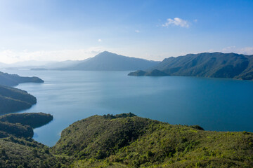 Mountains landscape of Plover Cove Reservoir, Hong Kong.