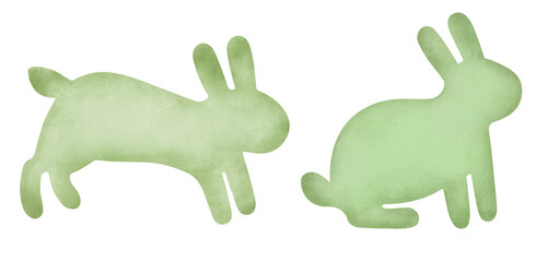 Set easter green bunny silhouettes texture illustration. Party garland template