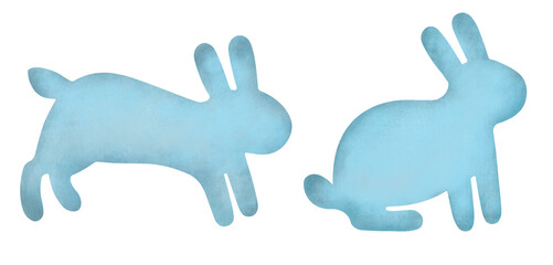 Set easter blue bunny silhouettes texture illustration. Party garland template