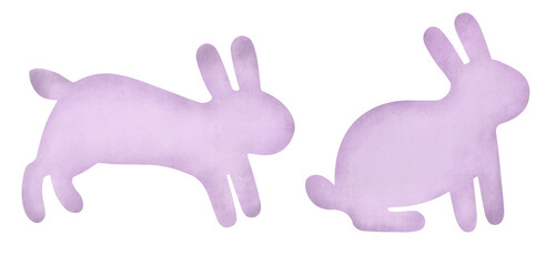Set easter lilac bunny silhouettes texture illustration. Party garland template
