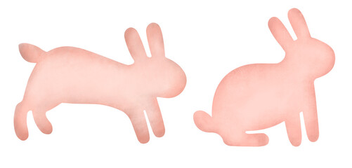 Set easter bunny pink silhouettes texture illustration. Party garland template