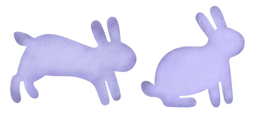 Set easter purple bunny silhouettes texture illustration. Party garland template