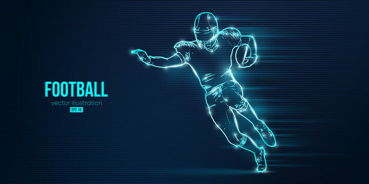Abstract silhouette of a NFL american football player man in action isolated blue background. Vector illustration