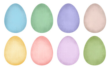 Set of Easter egg silhouettes with texture background. Isolated on white background