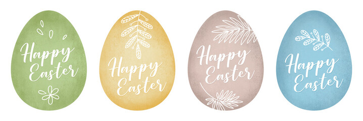 Set of Easter egg silhouettes with flowers patterns. Isolated on white background