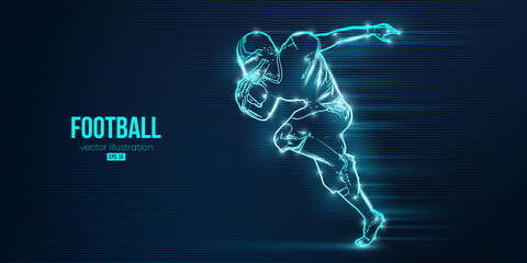 Abstract silhouette of a NFL american football player man in action isolated blue background. Vector illustration