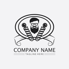 Vintage barbershop logo and design emblems labels, badges, logos background illustration