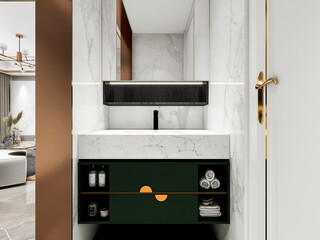 3d illustration, design of washstand in toilet