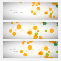 Vector connect lines and dots. Molecule geometric graphic communication. Cover template for technology