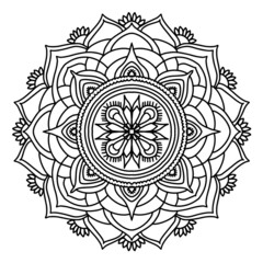 Mandala coloring book. Anti-stress coloring. Abstract vector black round, heptagon lace design - mandala, ethnic decorative element.