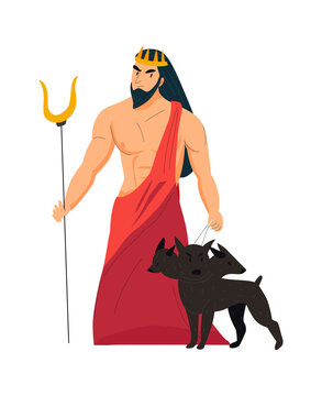 hades holding trident with cerberus clip art preview
