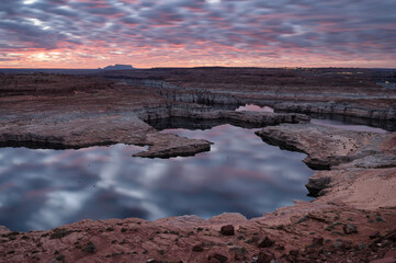 Colorful sky during sunrise at Lake Powell, Page, Arizona, United States