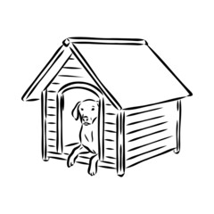 Dog house isolated graphic black white sketch illustration vector