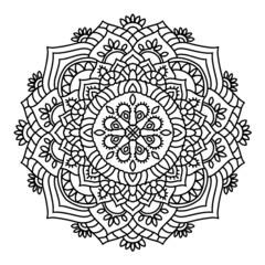 Mandala coloring book. Anti-stress coloring. Abstract vector black round, heptagon lace design - mandala, ethnic decorative element.