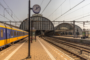 Amsterdam, Netherlands, March 2022. The busy central station in Amsterdam, the Netherlands.