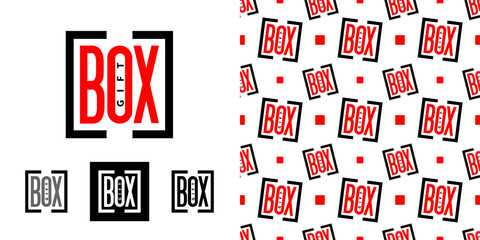 Gift box. Abstract logo or emblem. The concept of packaging, delivery of gifts. Seamless background. Vector, illustration