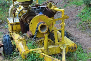 Old construction equipment closeup background