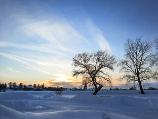 Winter sunset landscape
