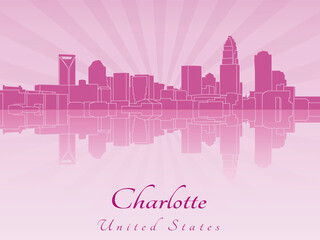 Fototapeta premium Charlotte skyline in purple radiant orchid