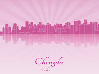 Obraz premium Chengdu skyline in purple radiant orchid