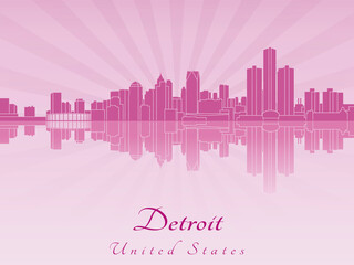 Detroit skyline in purple radiant orchid