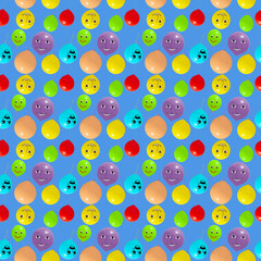 Fototapeta premium Seamless pattern with colorful and cheerful balloons flying against a blue sky background. Art design