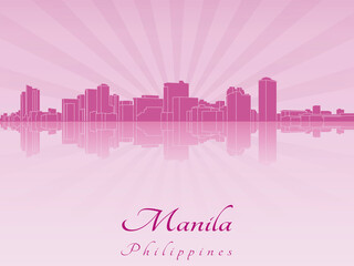 Obraz premium Manila skyline in purple radiant orchid