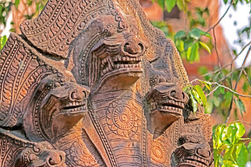 Traditional Thai style stone craving in Thai temple