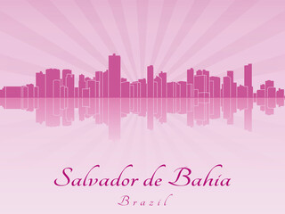 Obraz premium Salvador de Bahia skyline in purple radiant orchid