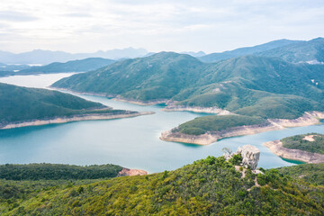 Naklejka na ściany i meble Amazing view of High Island Reservoir, Countryside Park, Sai Kung, Hong Kong, daytime