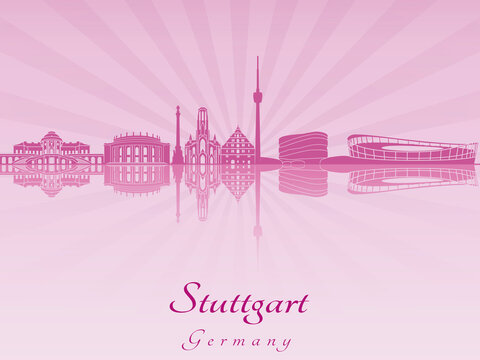 Stuttgart Skyline In Purple Radiant Orchid