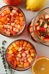 Concept of drink with Sangria, top view