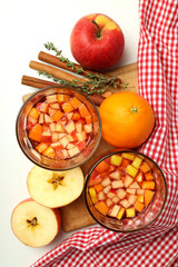 Concept of drink with Sangria, top view