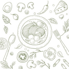 food-background-hand-drawn | seamless pattern with vegetables