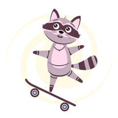 
Animals. Funny little raccoon. Vector drawing, background, design.