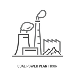 Coal power station icon. Editable vector illustration
