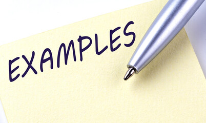 Sticky Note Message EXAMPLES with pen on the white background