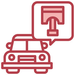 PISTON red line icon,linear,outline,graphic,illustration