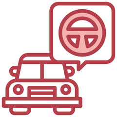 STEERING WHEEL red line icon,linear,outline,graphic,illustration