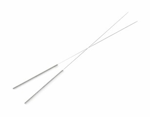 Two needles for acupuncture on white background
