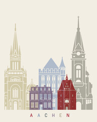 Fototapeta premium Aachen skyline poster