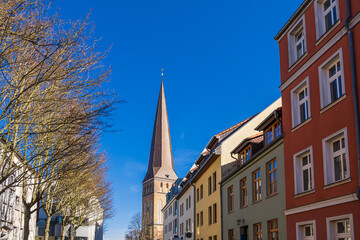 Fototapeta na wymiar Blick auf die Petrikirche in der Hansestadt Rostock