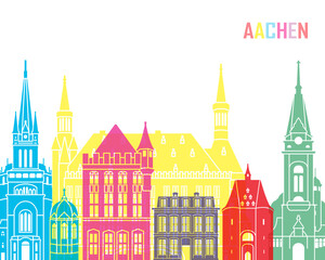 Fototapeta premium Aachen skyline pop