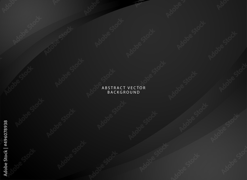 Wall mural elegant dark gradient background vector with wavy shapes. black gradient shapes background vector.