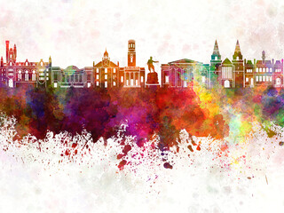 Aberdeen skyline in watercolor background